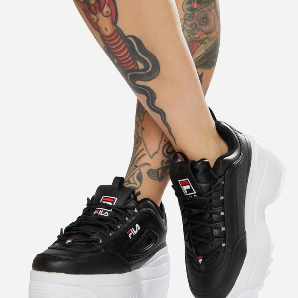 FILA Disruptor II Premium Platform Sneakers Black White sz 6.5 Chunky Shoes NEW - Picture 16 of 16